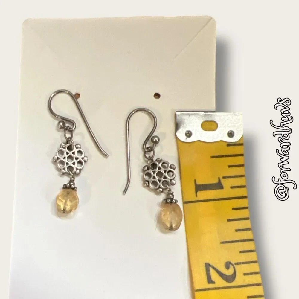 Bundle Sale 3 for $15 | Silver-Tone Dangle Earrings with Yellow Bead